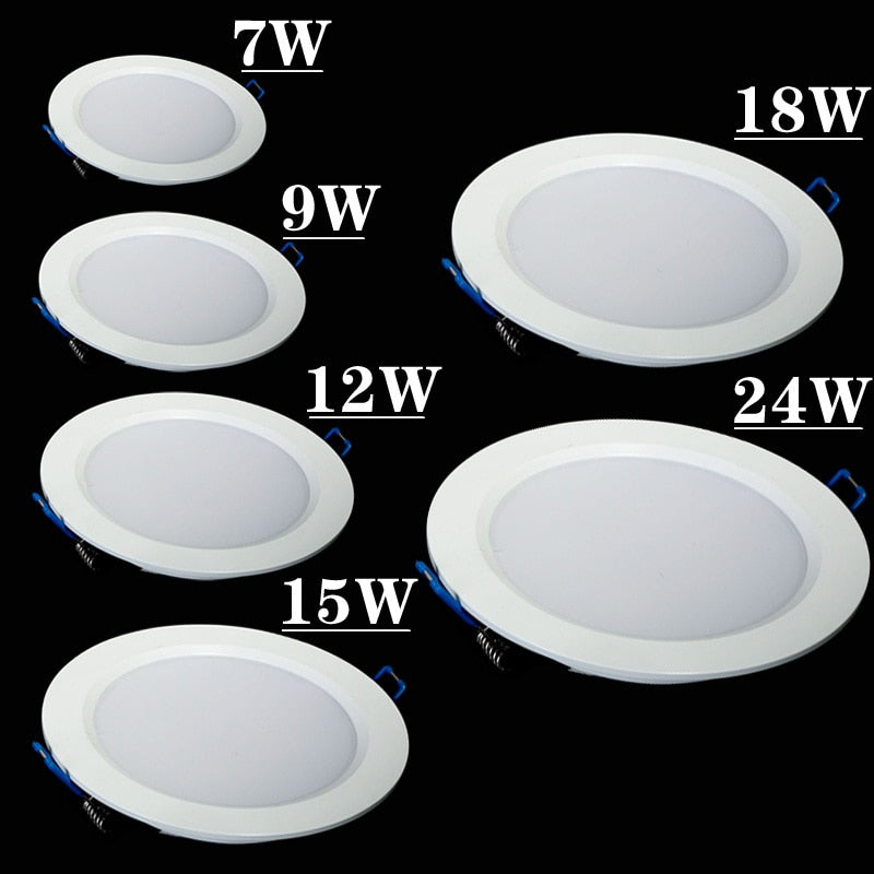 Ultra Bright Round LED Downlight AC 220V 85-265V 3W 5W 7W 9W 12W 15W 18W Aluminum LED Downlight Ceiling Recessed Spotlight