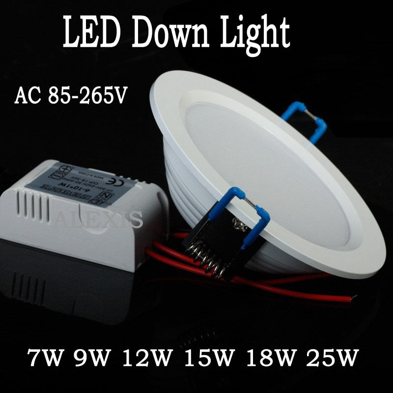 Ultra Bright Round LED Downlight AC 220V 85-265V 3W 5W 7W 9W 12W 15W 18W Aluminum LED Downlight Ceiling Recessed Spotlight