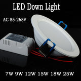 Ultra Bright Round LED Downlight AC 220V 85-265V 3W 5W 7W 9W 12W 15W 18W Aluminum LED Downlight Ceiling Recessed Spotlight