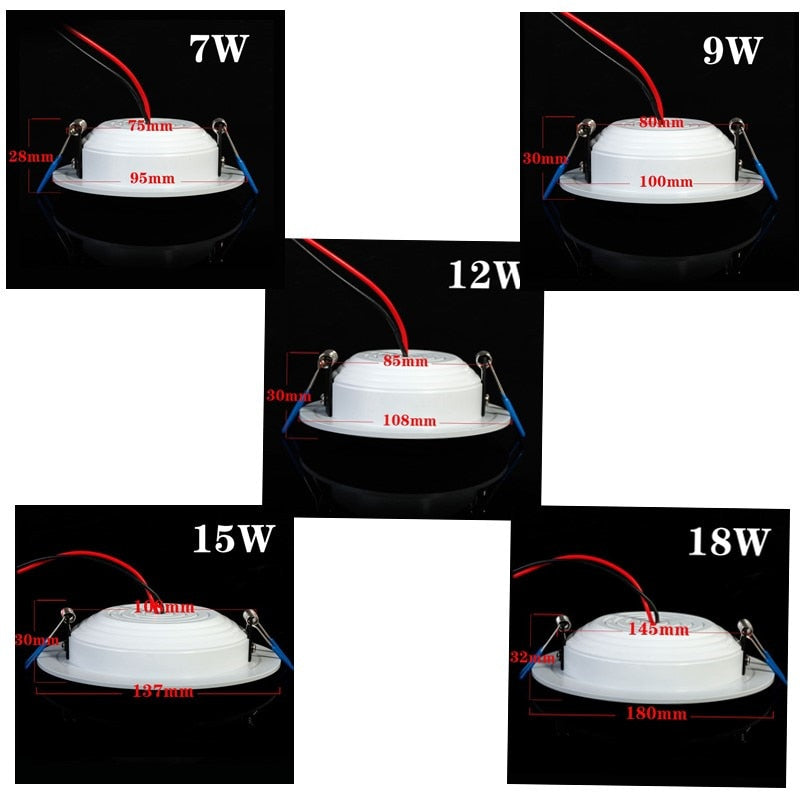 Ultra Bright Round LED Downlight AC 220V 85-265V 3W 5W 7W 9W 12W 15W 18W Aluminum LED Downlight Ceiling Recessed Spotlight