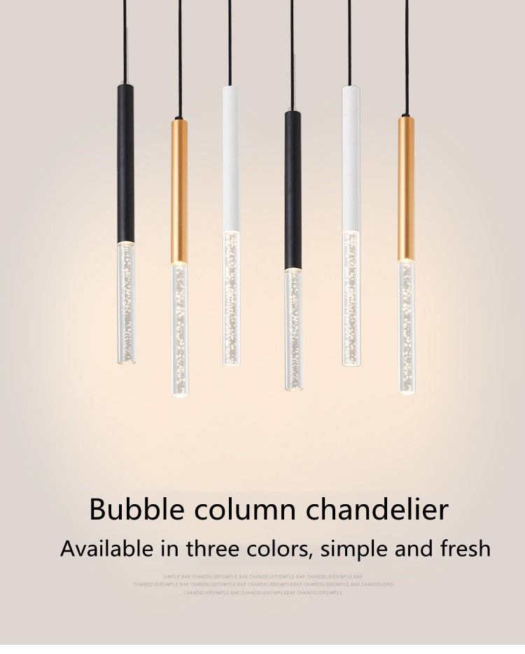 Long Pipeline Chandelier Modern LED Ceiling Lamp Hanging Kitchen Island Dining Cylindrical Downlight Store Indoor Spotlight