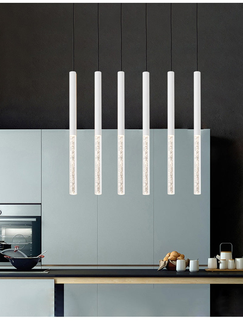 Long Pipeline Chandelier Modern LED Ceiling Lamp Hanging Kitchen Island Dining Cylindrical Downlight Store Indoor Spotlight