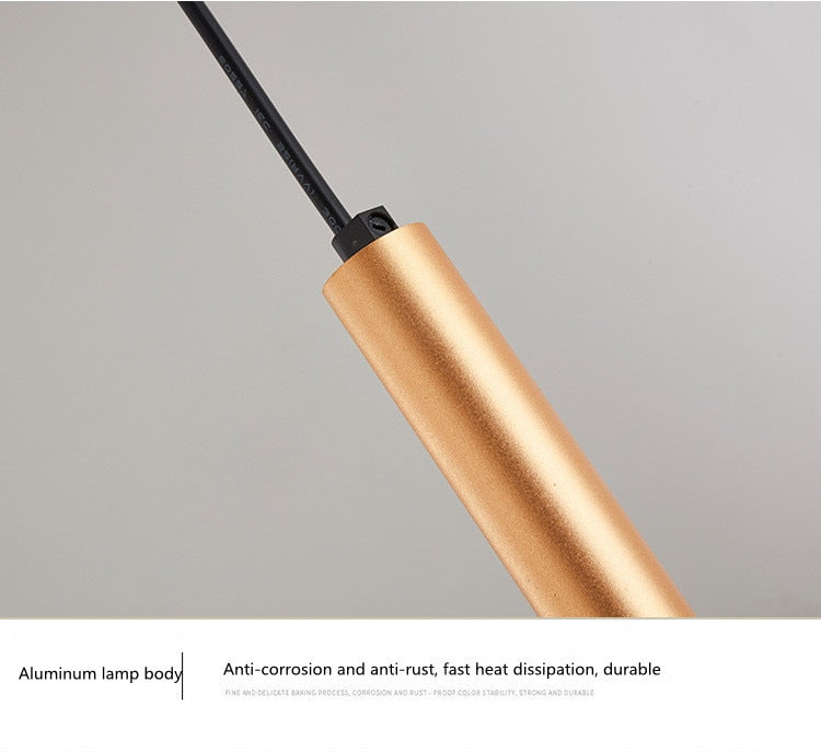 Long Pipeline Chandelier Modern LED Ceiling Lamp Hanging Kitchen Island Dining Cylindrical Downlight Store Indoor Spotlight