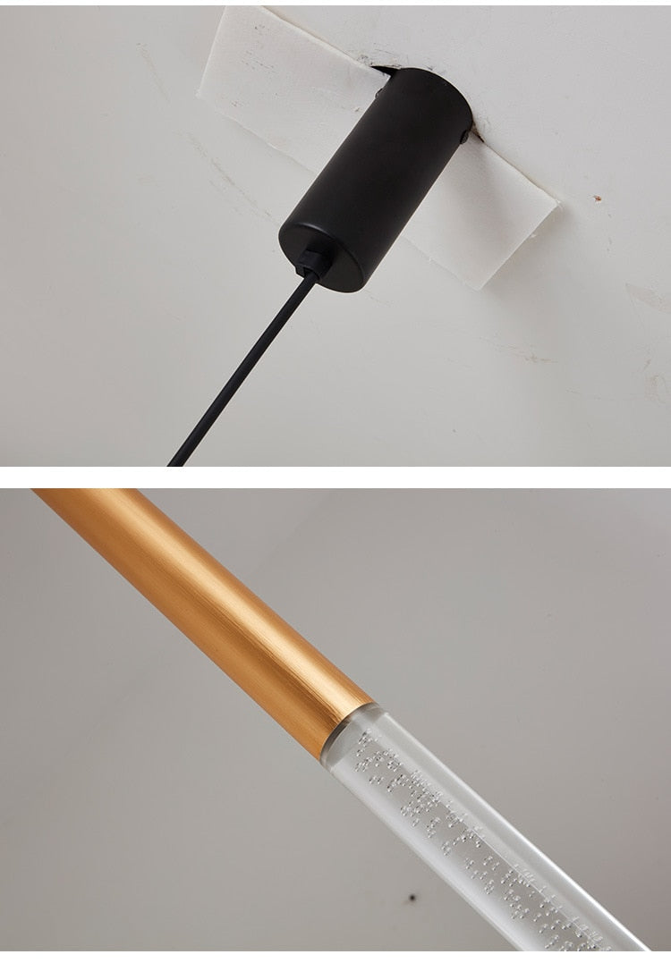 Long Pipeline Chandelier Modern LED Ceiling Lamp Hanging Kitchen Island Dining Cylindrical Downlight Store Indoor Spotlight