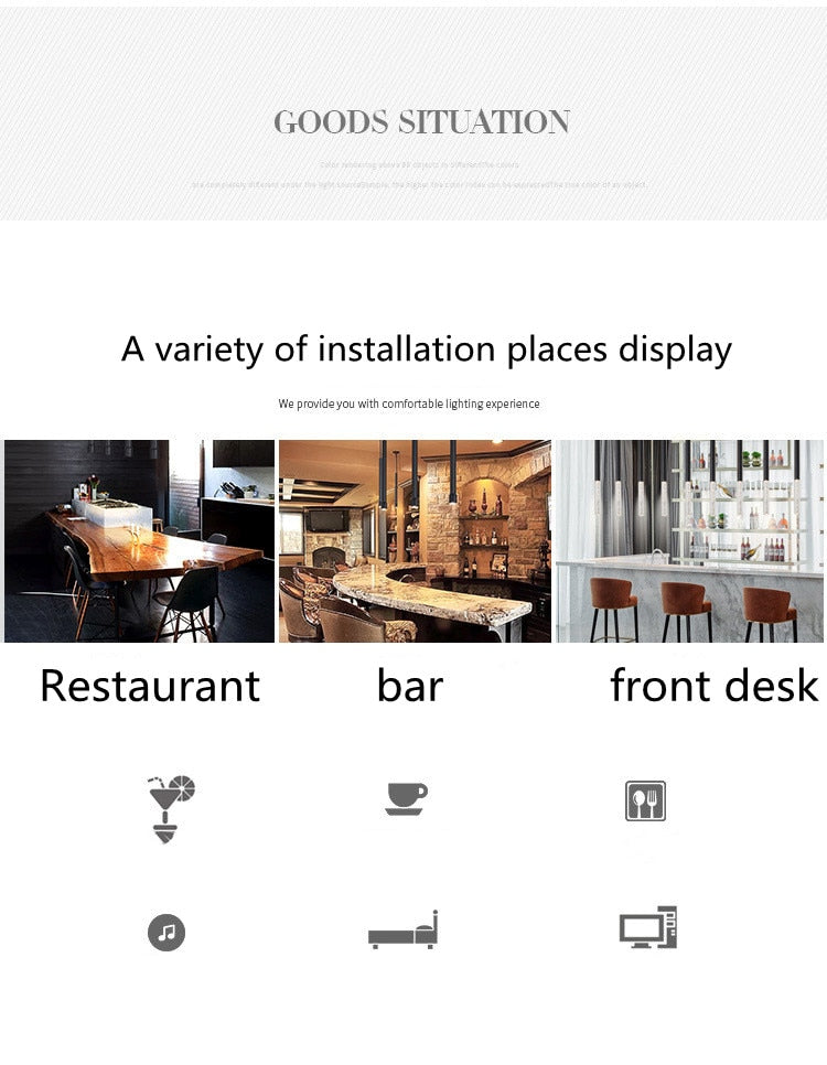 Long Pipeline Chandelier Modern LED Ceiling Lamp Hanging Kitchen Island Dining Cylindrical Downlight Store Indoor Spotlight