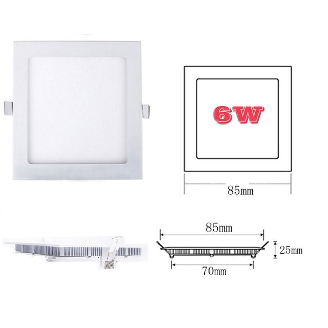 Ultra Thin 6W - 21W Square LED Ceiling Light White Recessed Panel Downlight Spotlight Lamp 110V-240V for Indoor Bedroom Kitchen