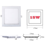Ultra Thin 6W - 21W Square LED Ceiling Light White Recessed Panel Downlight Spotlight Lamp 110V-240V for Indoor Bedroom Kitchen