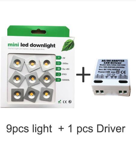 9pcs/lot DC12V 1W LED MINI Downlight Bridgelux Chip Waterproof IP65 LED Spot Light LED Cabinet Light LED Downlight