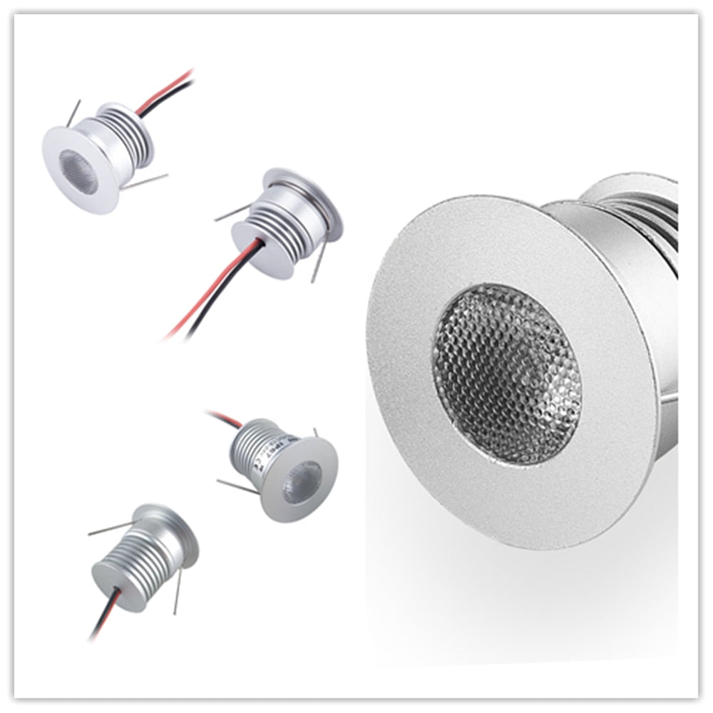 Super Bright 3W LED Spotlight With Chip DC12V-24V/3V Input 30mm Cutout Recessed DownLight Cabinet Lighting 9pcs CE list