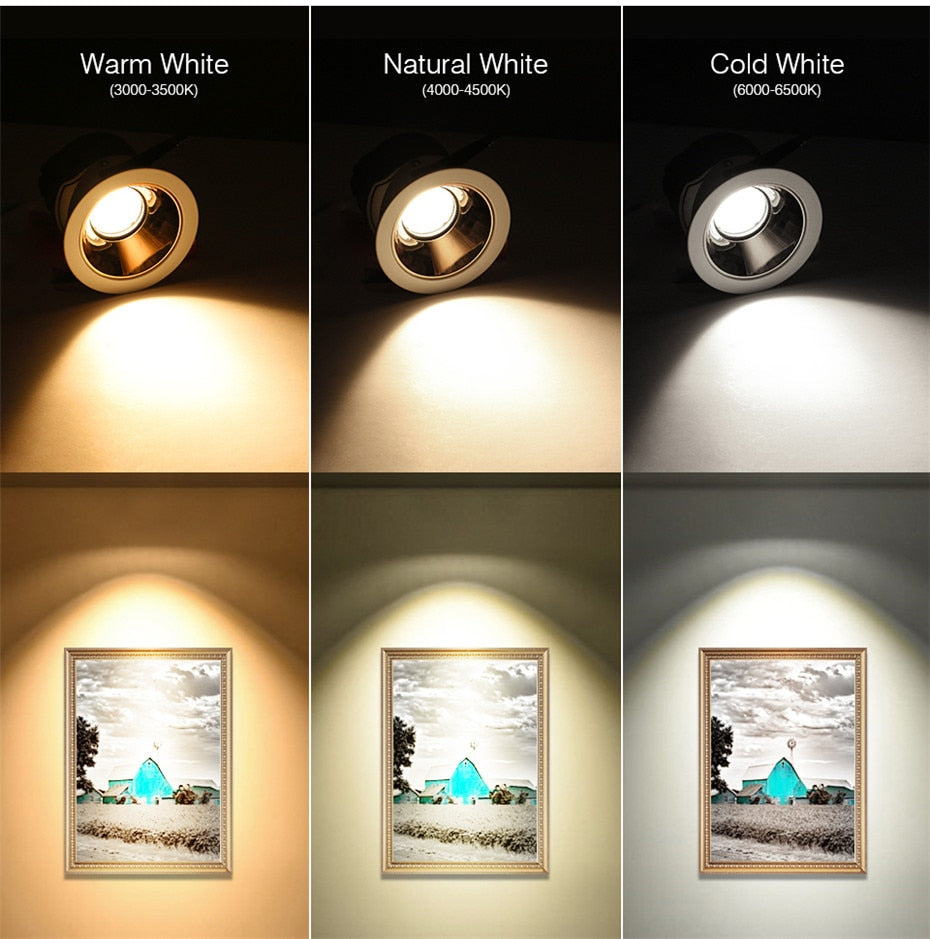 LED Downlight 7w 12w 15w Led Bulb Anti Glare LED Recessed Lamp Bedroom Kitchen Living Room Indoor LED Spot Lightings