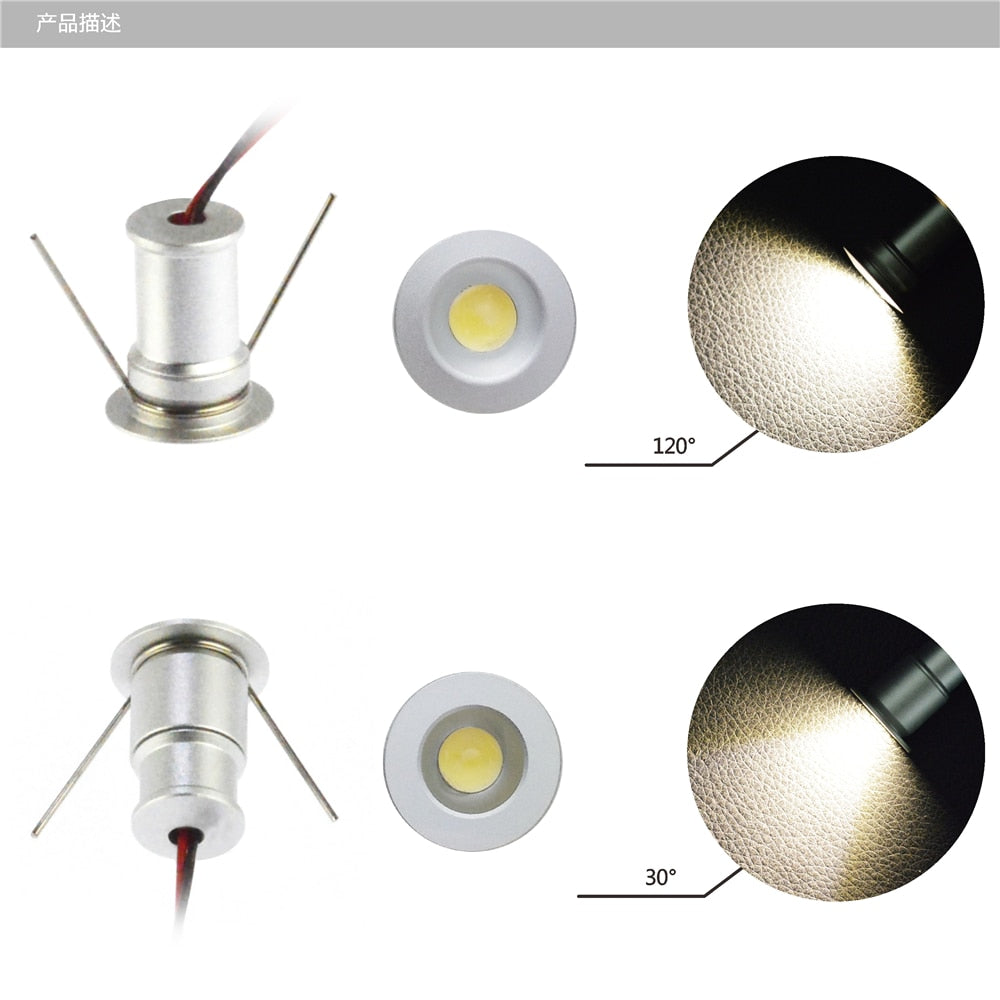 Ceiling Spot Light 30D/120D,  Mini 1W Downlights,  Led SpotLight DC3V/300mA, DIY Lamp For Home Lighting, 15mm Cutout 6pc