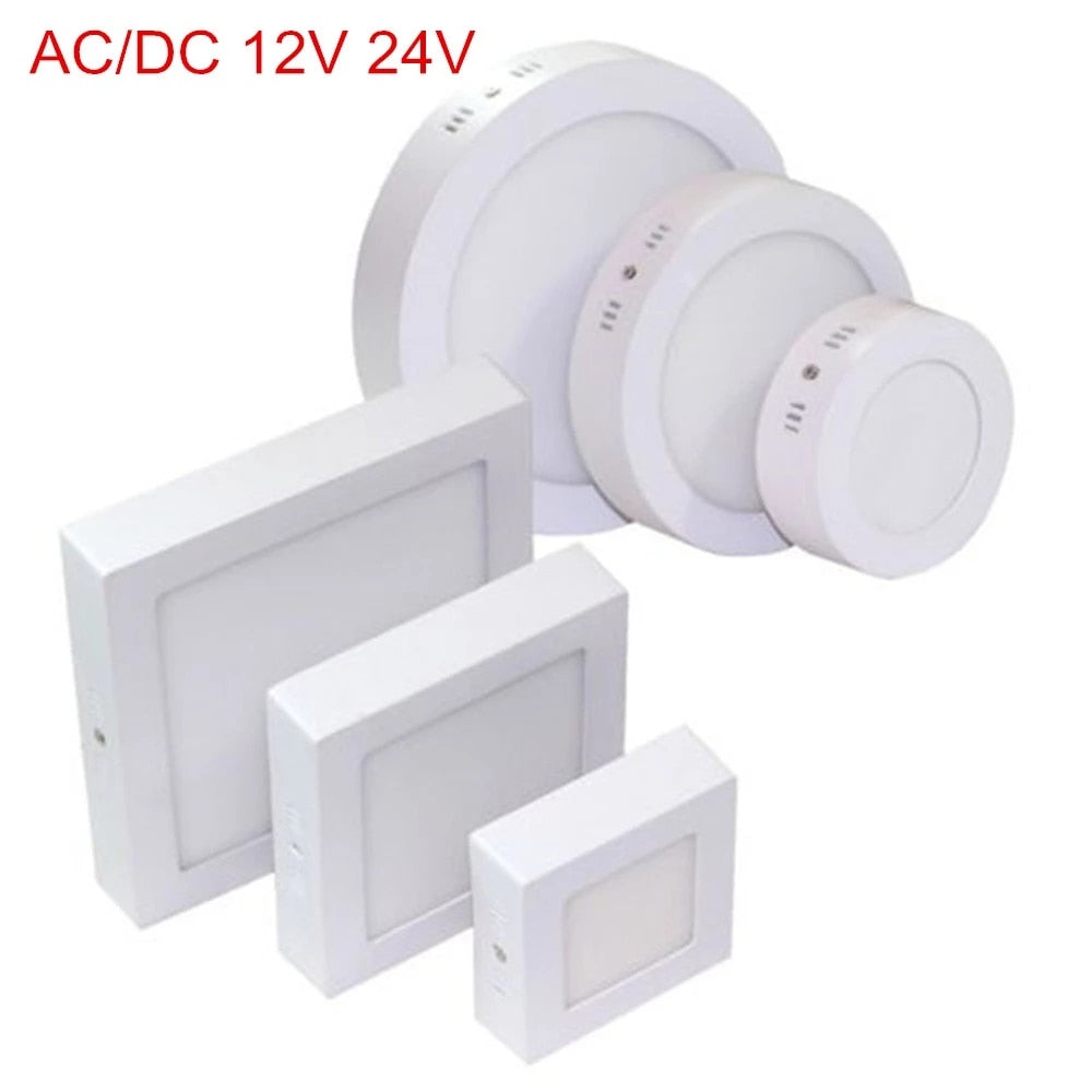 LED Panel Light 9W 15W 25W Round/Square Downlight AC/DC 12V 24V LED Surface Ceiling Lamp For Kitchen Bathroom Lighting