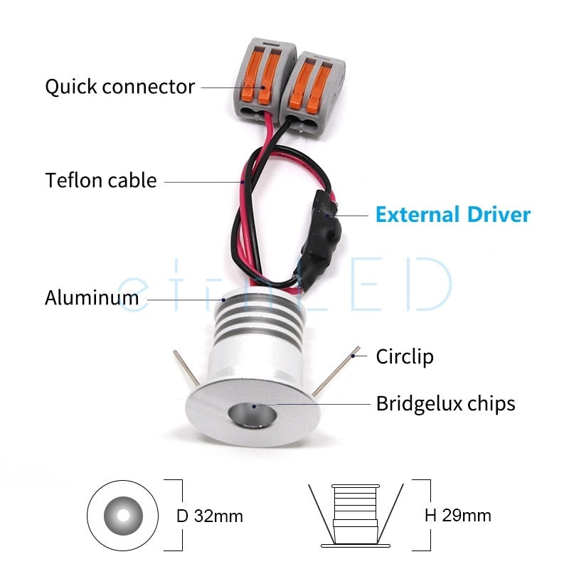 etrnLED 3W Ceiling Spots 12v Led Focus Mini Led Light Recessed Lamp Interior Spotlights Cabinet Showcase Downlight with Driver Spot