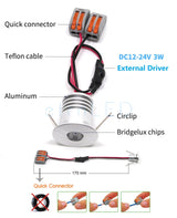 etrnLED 3W Ceiling Spots 12v Led Focus Mini Led Light Recessed Lamp Interior Spotlights Cabinet Showcase Downlight with Driver Spot