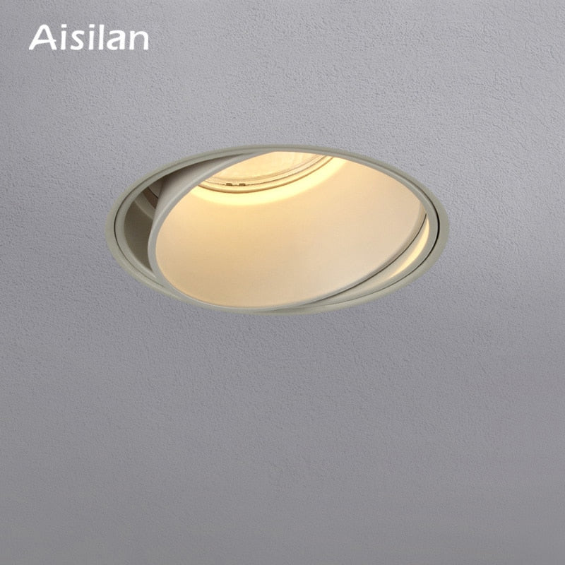 Aisilan LED recessed downlight frameless 30° adjustable anti-glare detachable bedroom corridor white black built in spot light