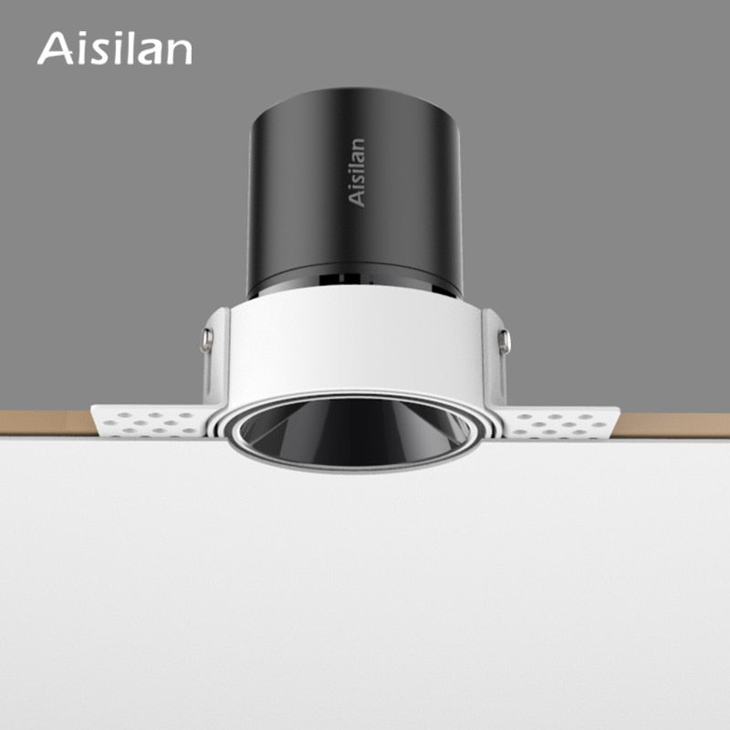 Aisilan LED recessed downlight frameless 30° adjustable anti-glare detachable bedroom corridor white black built in spot light