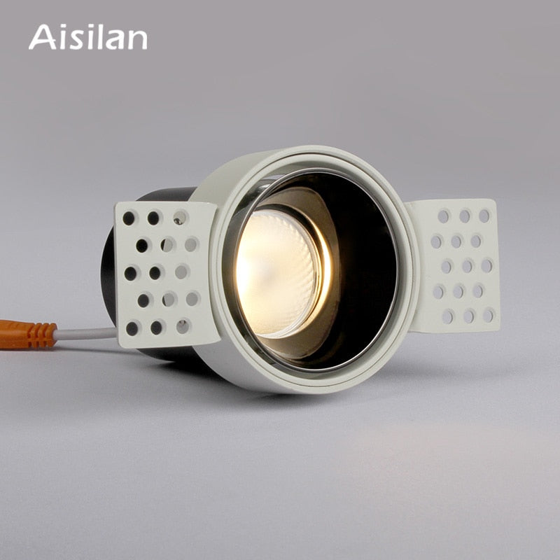 Aisilan LED recessed downlight frameless 30° adjustable anti-glare detachable bedroom corridor white black built in spot light