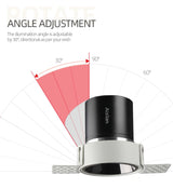 Aisilan LED recessed downlight frameless 30° adjustable anti-glare detachable bedroom corridor white black built in spot light