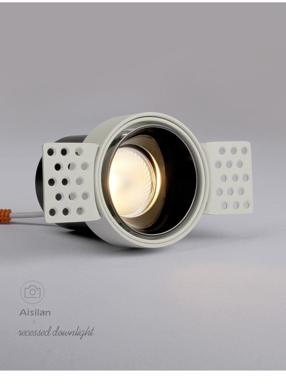 Aisilan LED recessed downlight frameless 30° adjustable anti-glare detachable bedroom corridor white black built in spot light