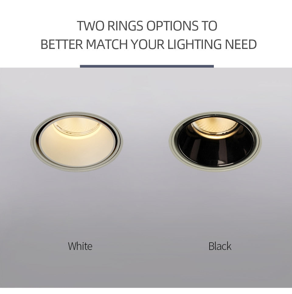 Aisilan LED recessed downlight frameless 30° adjustable anti-glare detachable bedroom corridor white black built in spot light