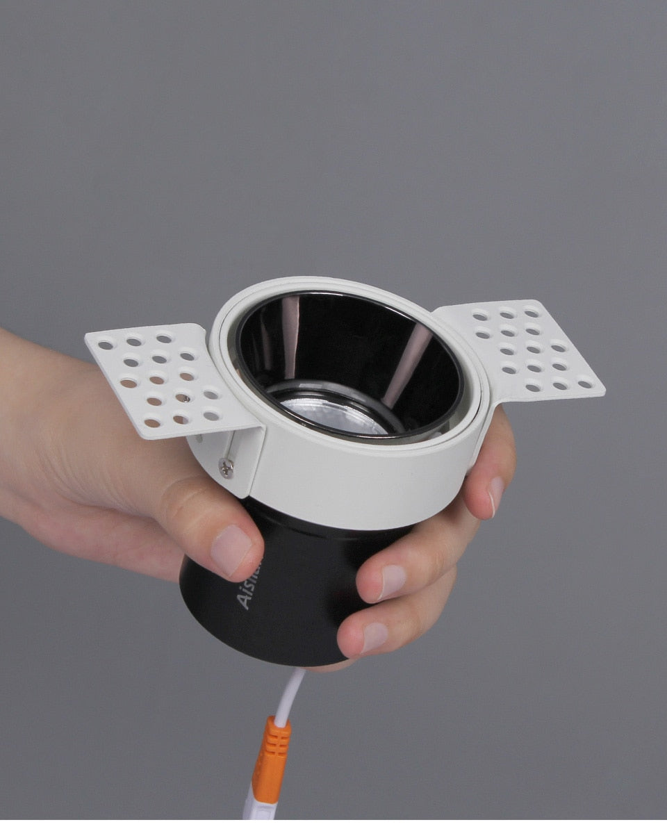 Aisilan LED recessed downlight frameless 30° adjustable anti-glare detachable bedroom corridor white black built in spot light