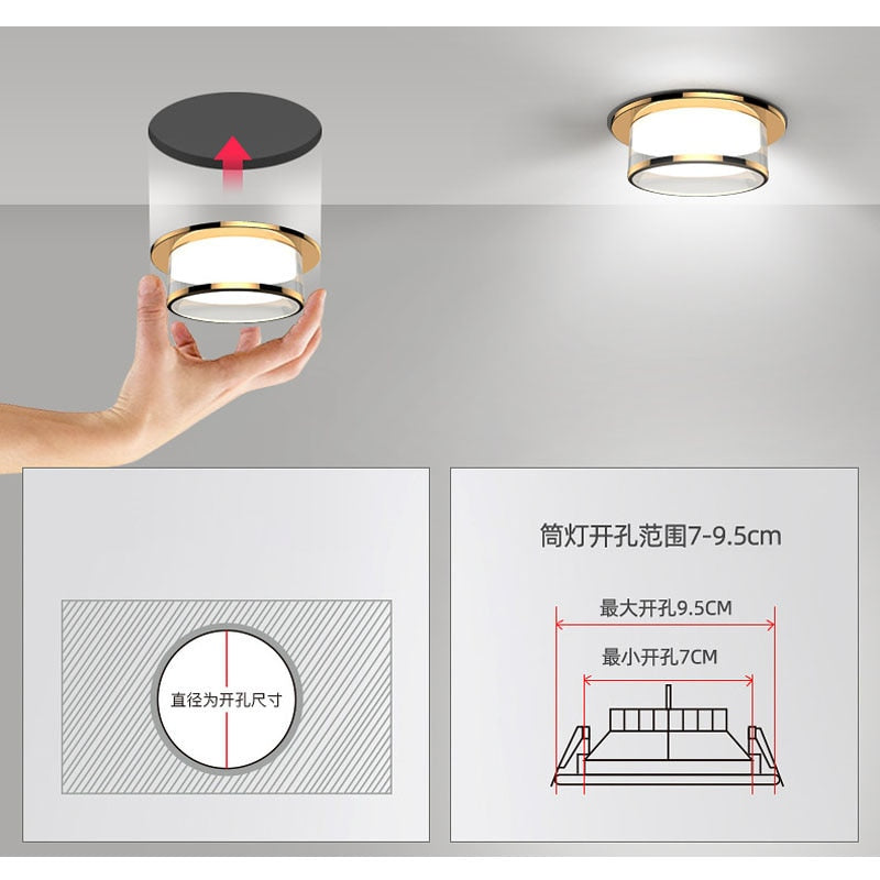 Crystal Recessed Ceiling Downlight lamp Led lights 220V 230V 5W 7W 9W 12w led spot lights Fixtures Indoor Lighting