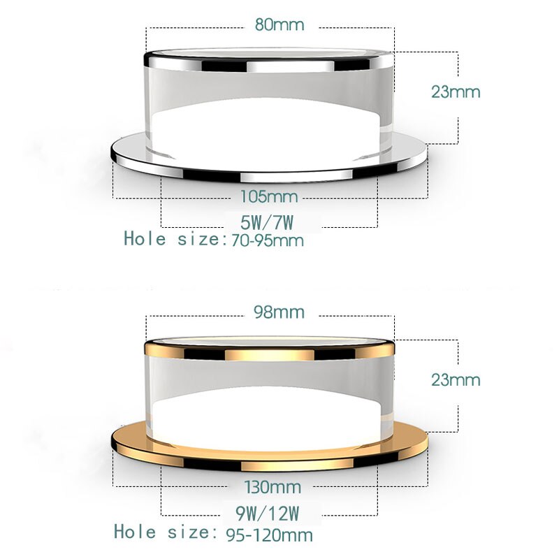 Crystal Recessed Ceiling Downlight lamp Led lights 220V 230V 5W 7W 9W 12w led spot lights Fixtures Indoor Lighting