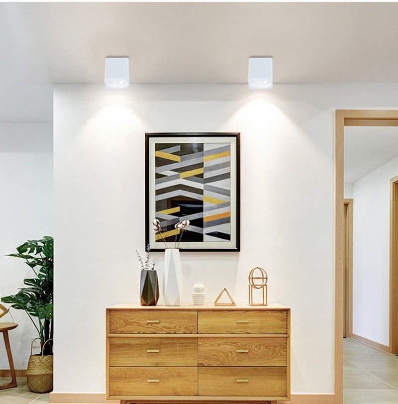 New square dimmable COB LED downlight 7W 9W 12W LED ceiling spotlight AC85~265V LEDceiling light warm/cool white indoor lighting