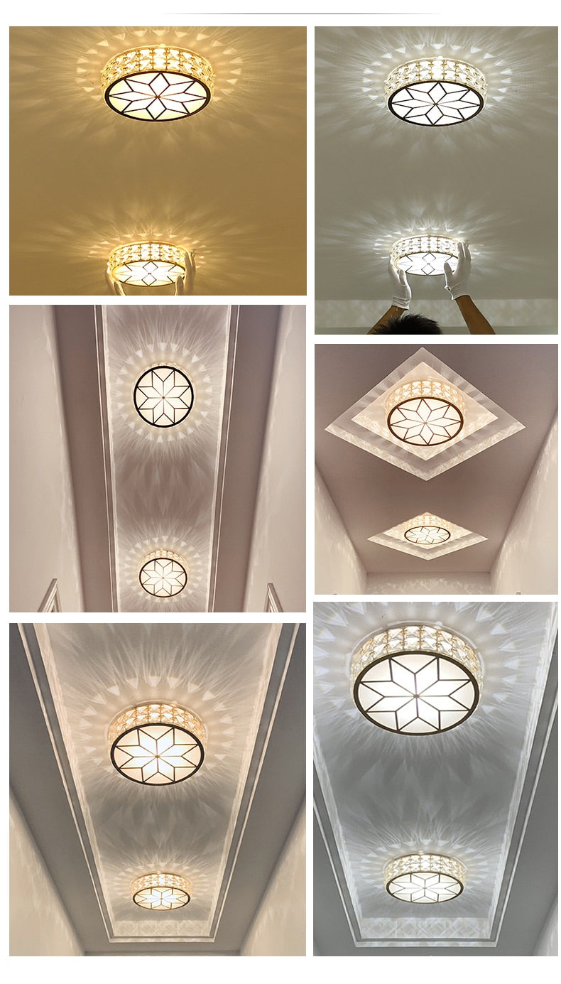 Luxury Modern Living Room Downlight Led Aisle Lamp Corridor Light Nordic Crystal Round Simple Entrance Light Entrance Lighting