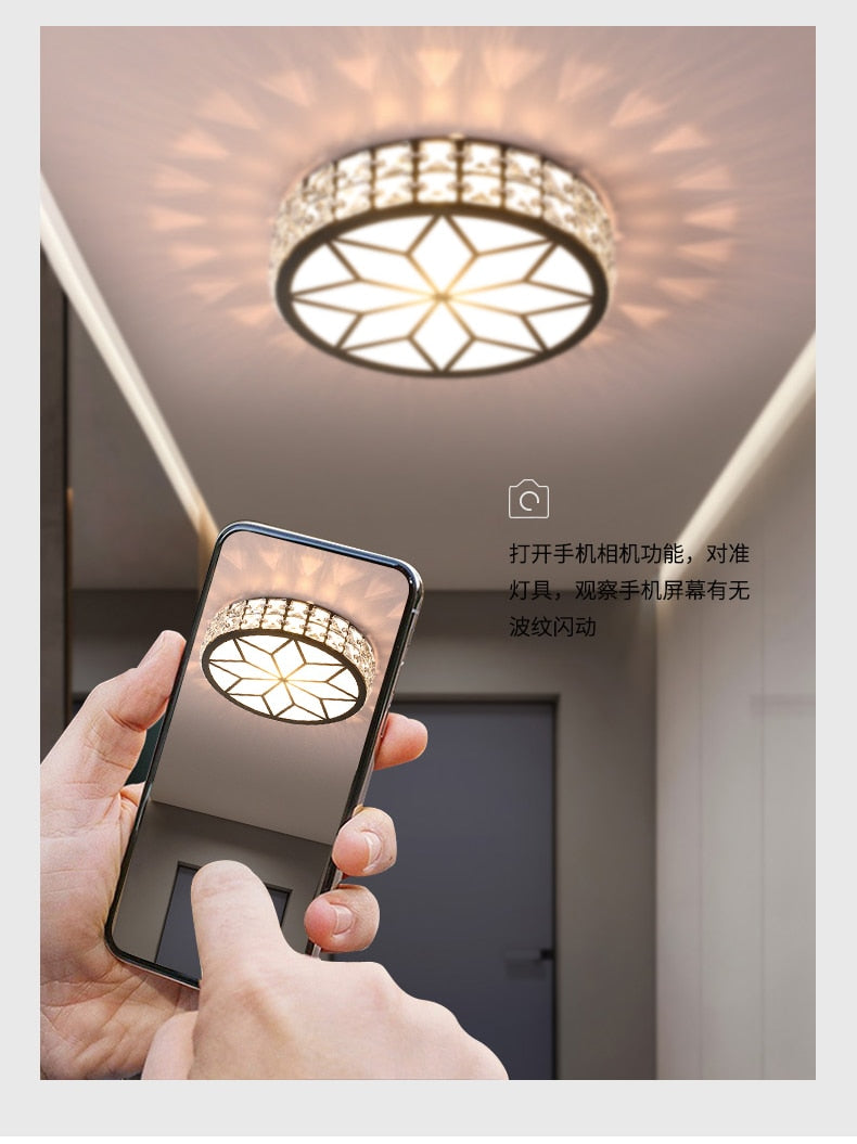 Luxury Modern Living Room Downlight Led Aisle Lamp Corridor Light Nordic Crystal Round Simple Entrance Light Entrance Lighting
