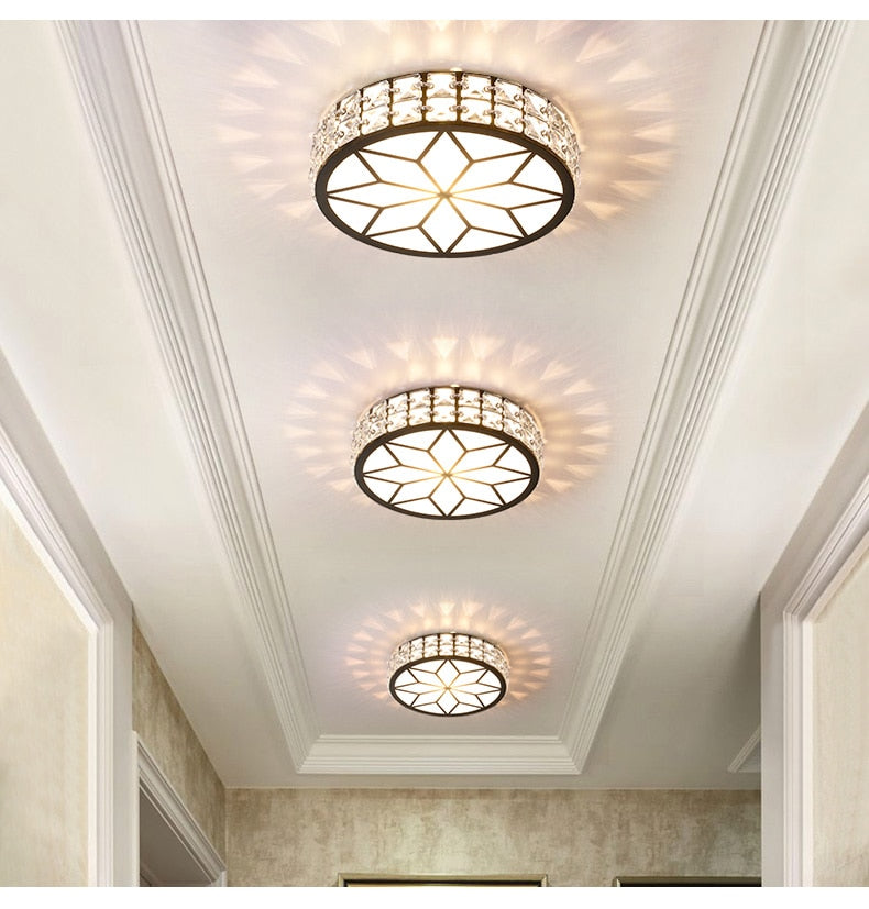 Luxury Modern Living Room Downlight Led Aisle Lamp Corridor Light Nordic Crystal Round Simple Entrance Light Entrance Lighting
