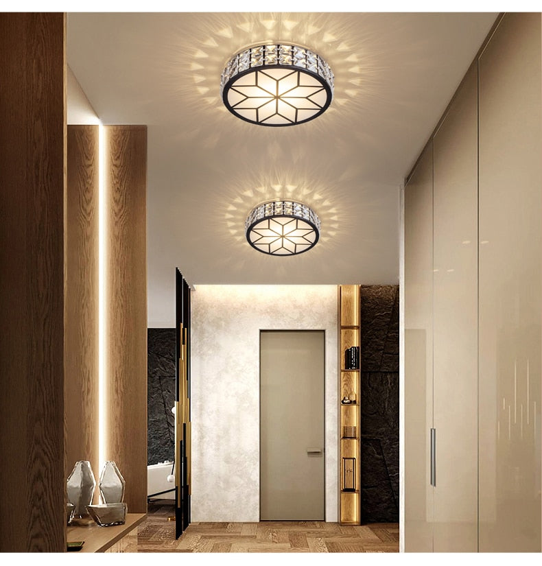 Luxury Modern Living Room Downlight Led Aisle Lamp Corridor Light Nordic Crystal Round Simple Entrance Light Entrance Lighting