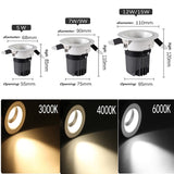 Led spotlight deep anti-glare without main light commercial embedded downlight wall washer for living room 5W 7W 9W 12W 15W COB ceil