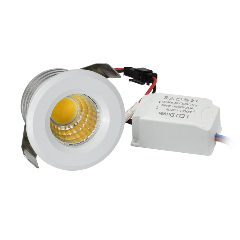 Mini LED Spot Downlights COB AC12V 3W Light For Ceiling Cabinet Chowcase Loft Decorations Cut Out 29-30mm