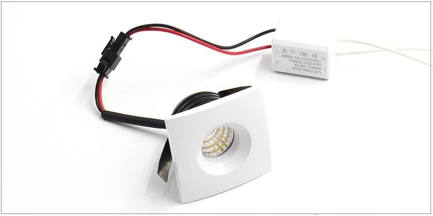 LEDIARY LED Mini Downlight 36-42mm Cut hole Square White Aluminum Recessed COB Downlight LED Spot Lamp 100-240V Isolated Driver