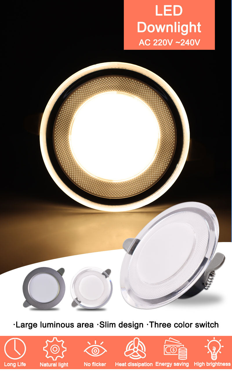Downlight 3W 5W led Downlight 3000k 4500K 6000K AC220V-240V recessed led downlight Kitchen living room Indoor recessed downlight