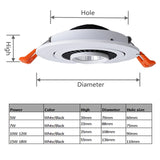 Rotatable Angle LED Recessed Downlight 5W 7W 10W 15W 18W LED Ceiling Spot Light AC 110V 220V Black/White Housing Light