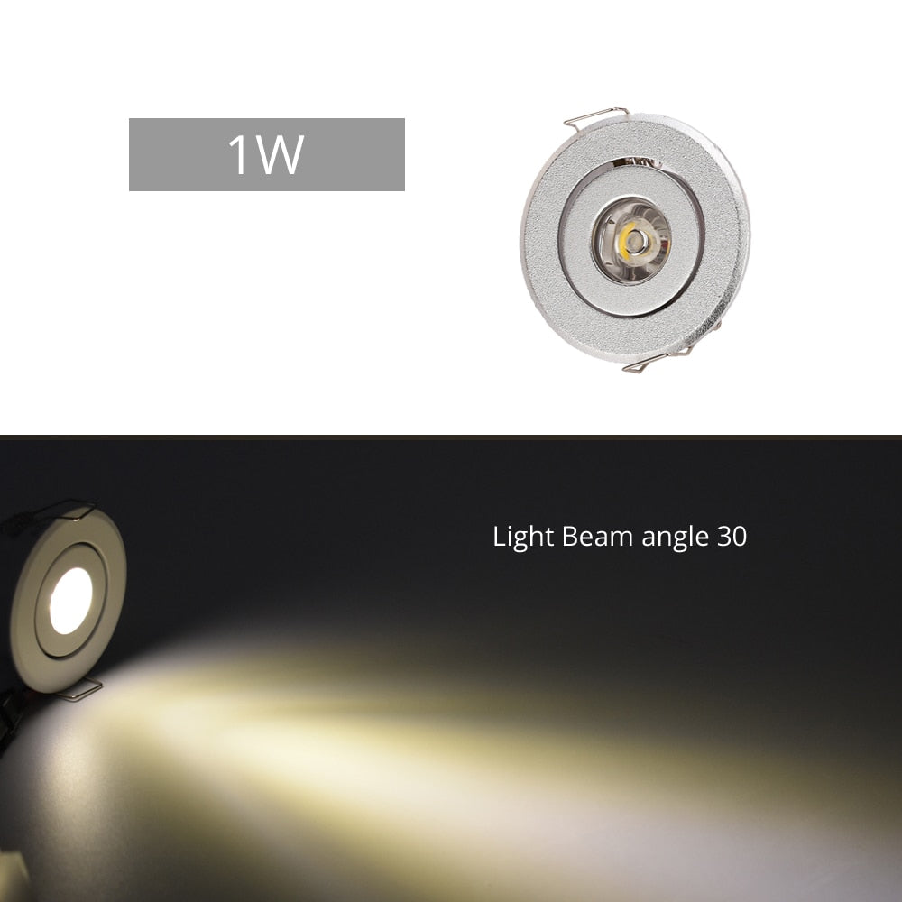 Mini 1W 3W 10pcs Silver Aluminum Spot LED Downlight Receesed Ceiling Light Small Size Cut 40-45mm