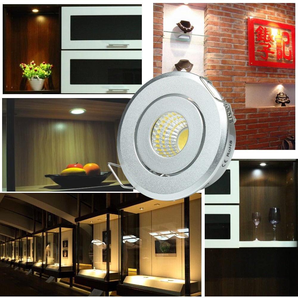 Mini 1W 3W 10pcs Silver Aluminum Spot LED Downlight Receesed Ceiling Light Small Size Cut 40-45mm
