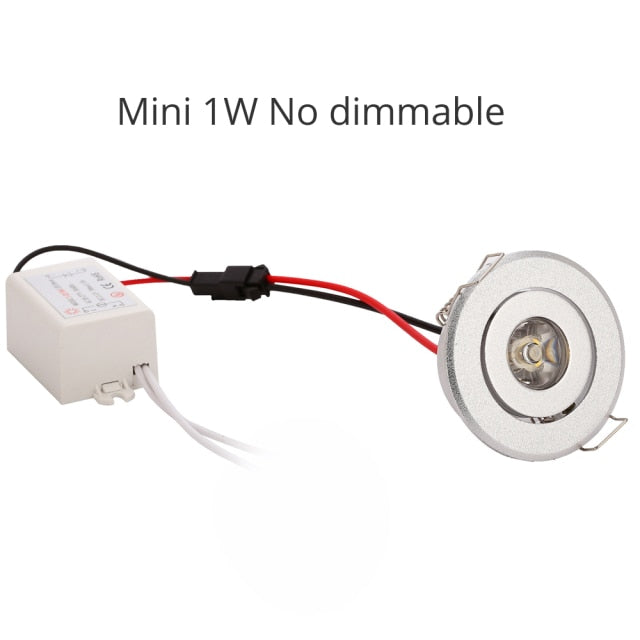 Mini 1W 3W 10pcs Silver Aluminum Spot LED Downlight Receesed Ceiling Light Small Size Cut 40-45mm