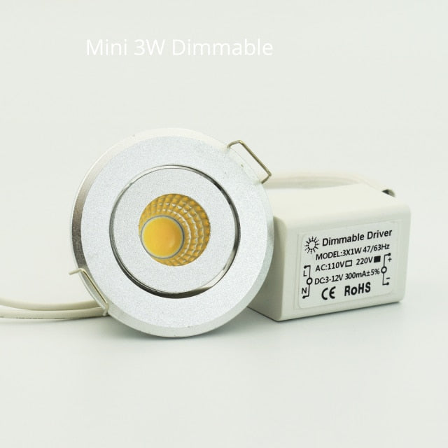 Mini 1W 3W 10pcs Silver Aluminum Spot LED Downlight Receesed Ceiling Light Small Size Cut 40-45mm
