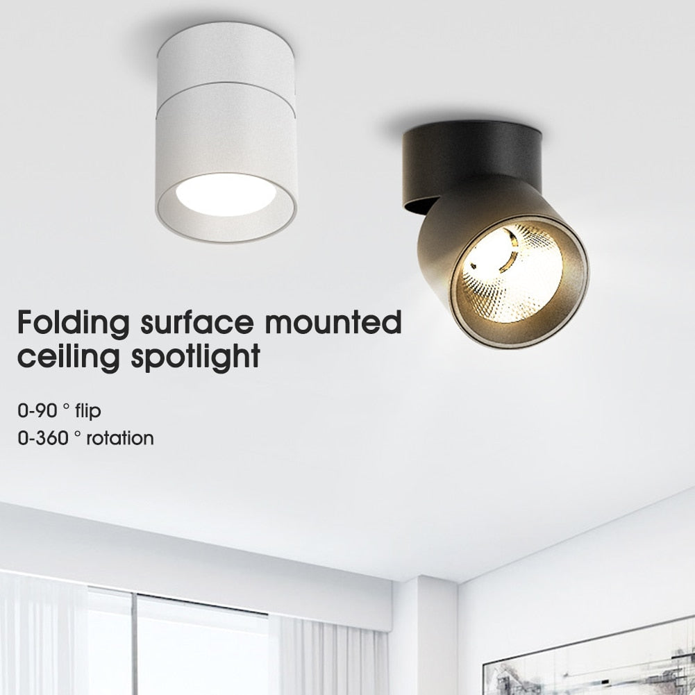 LED Spot Light Focus Ceiling Spotlight Foldable Surface Mounted Downlights Adjustable Angle Indoor Lighting for Home Shop Window