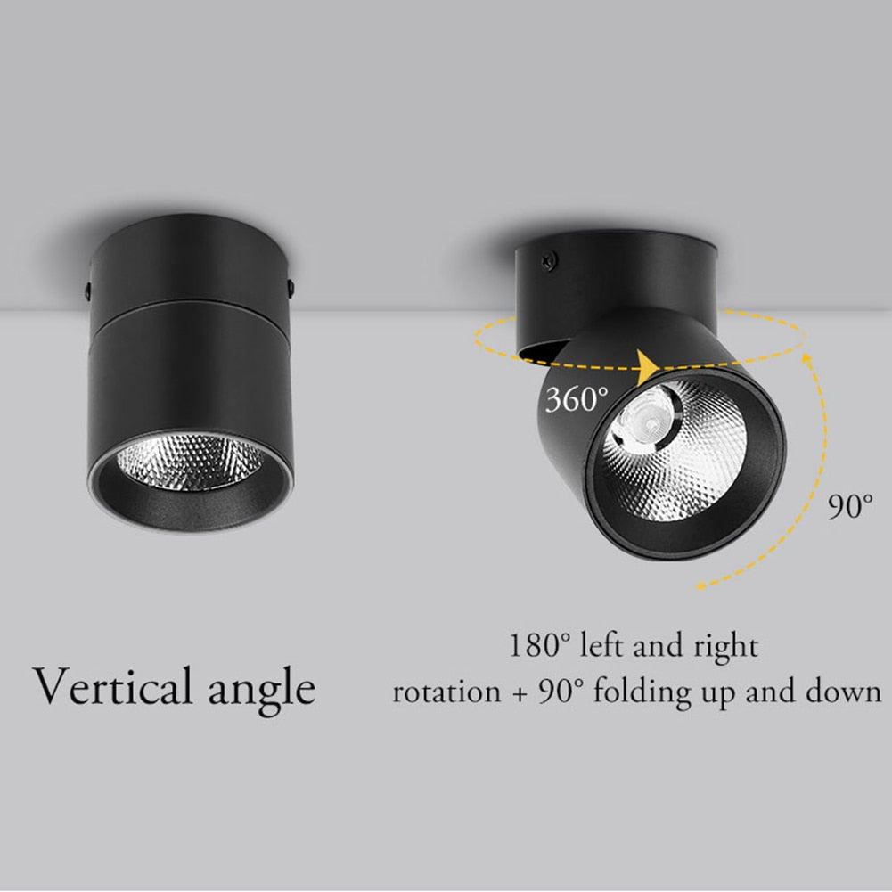 LED Spot Light Focus Ceiling Spotlight Foldable Surface Mounted Downlights Adjustable Angle Indoor Lighting for Home Shop Window