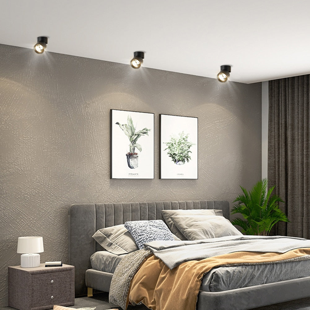 LED Spot Light Focus Ceiling Spotlight Foldable Surface Mounted Downlights Adjustable Angle Indoor Lighting for Home Shop Window