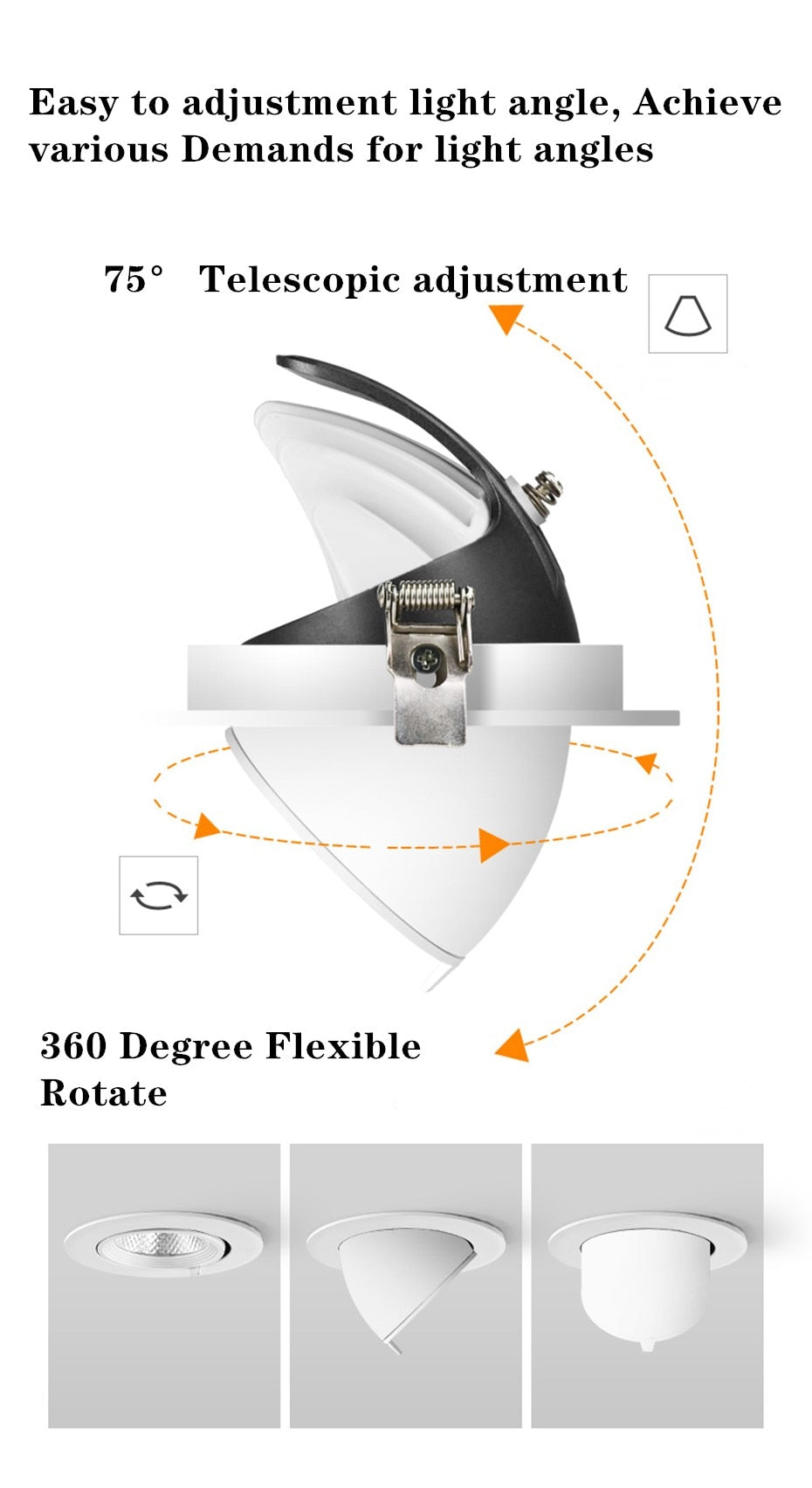 LED Downlight 220V 110V Spot LED downlight Dimmable 7W 10W 12W 15W Recessed in LED Ceiling Downlight Light Cold Warm white Lamp