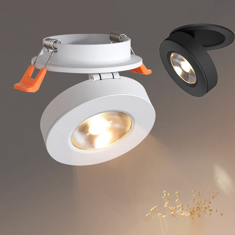 Dimmable 3W 5W 7W 12W Slim COB Ceiling Recessed Downlight 360 Degree Rotatable 90degree Foldable LED Spot Light Indoor Lighting