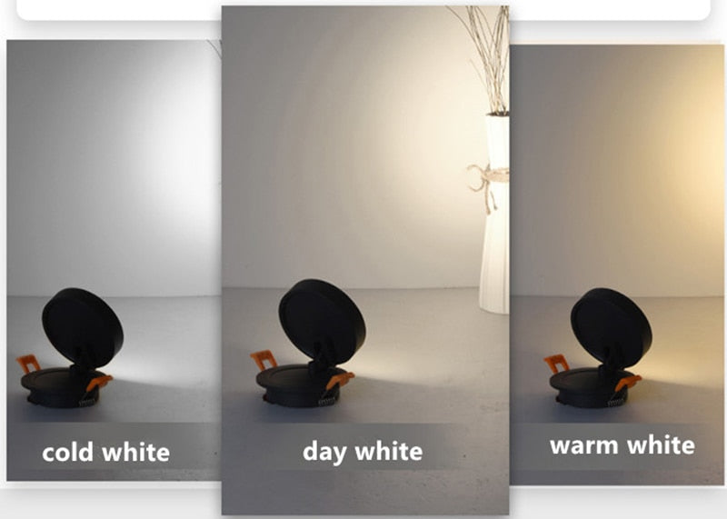 Dimmable 3W 5W 7W 12W Slim COB Ceiling Recessed Downlight 360 Degree Rotatable 90degree Foldable LED Spot Light Indoor Lighting