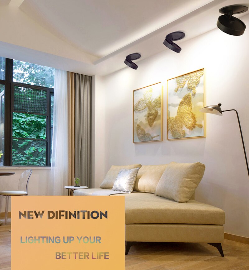 Dimmable 3W 5W 7W 12W Slim COB Ceiling Recessed Downlight 360 Degree Rotatable 90degree Foldable LED Spot Light Indoor Lighting