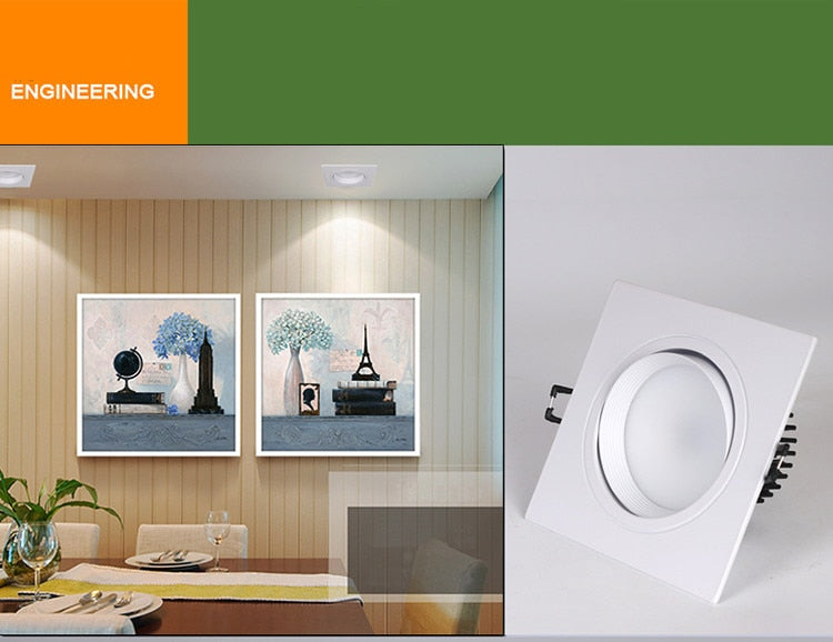 Dimming square hole LED downlight ceiling light 5w 7w 10w 20w 110v/220v ceiling anti-fog light household lighting