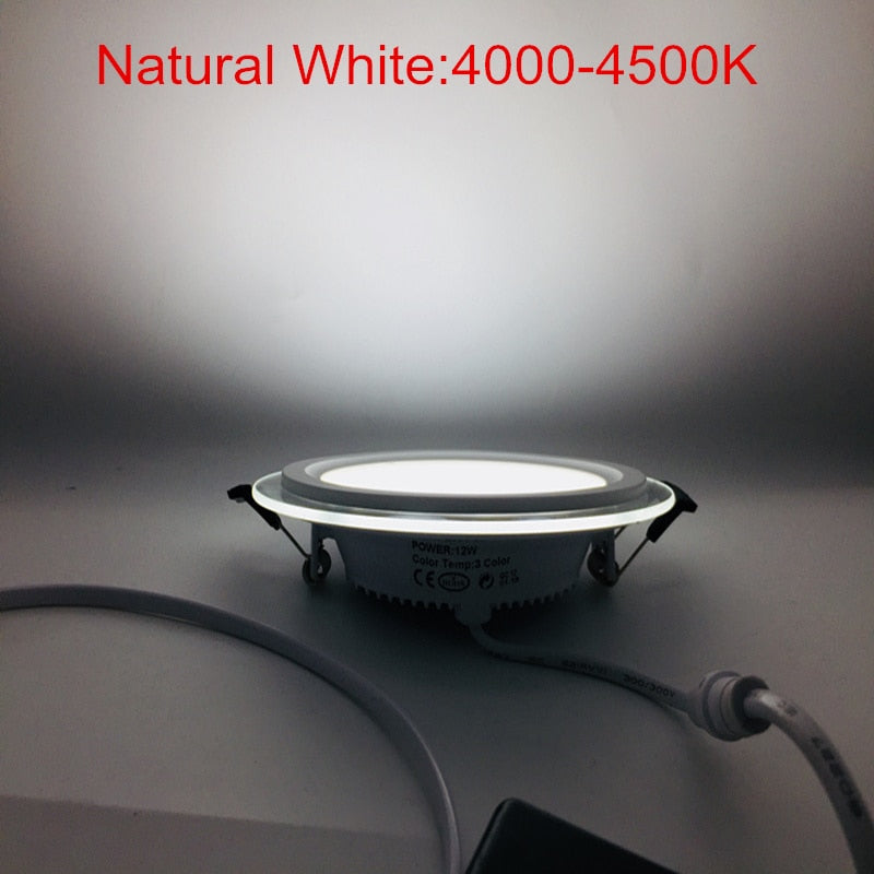 LED Panel Downlight 3 Colors Changeable Square/Round Glass Panel Lights High Brightness Ceiling Recessed Lamps For Home